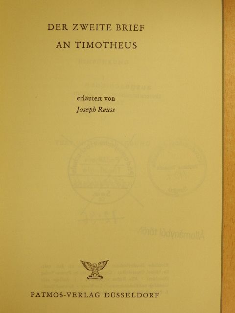 Joseph Reuss - Der Zweite Brief an Timotheus [antikvár]