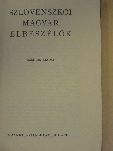Ásguthy Erzsébet - Szlovenszkói magyar elbeszélők [antikvár]