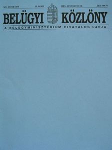 Belügyi Közlöny 2003. augusztus 18. [antikvár]