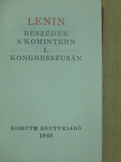 Lenin - Beszédek a Komintern I. kongresszusán (minikönyv) - Plakettel [antikvár]