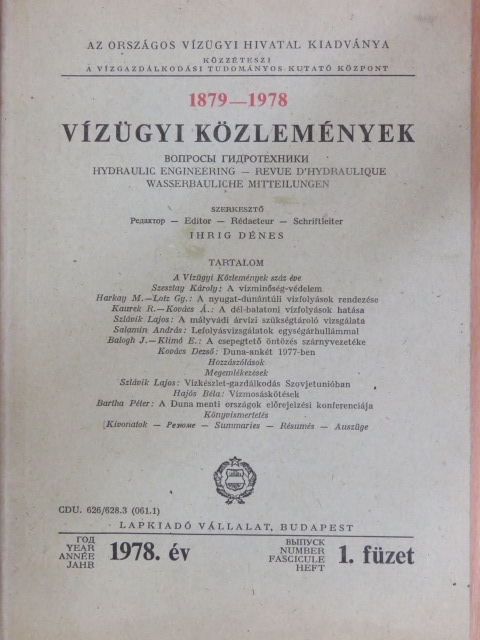 Balogh János - Vízügyi Közlemények 1978/1. [antikvár]
