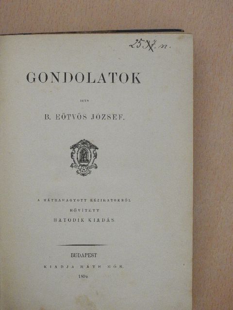 B. Eötvös József - Gondolatok [antikvár]