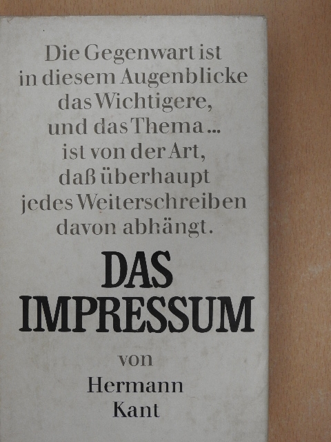 Hermann Kant - Das Impressum [antikvár]
