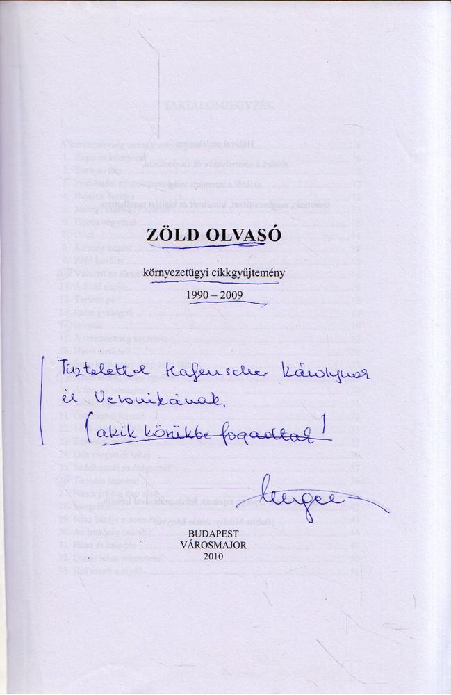 Unger Zsuzsa - Zöld olvasó (dedikált) [antikvár]
