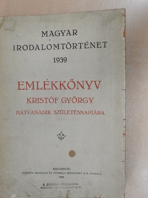 Antal Péter - Magyar irodalomtörténet 1939 [antikvár]