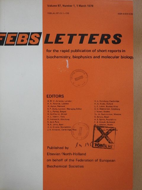 C. Luchinat - Febs Letters Volume 87, Number 1-2./Volume 88, Number 1-2. [antikvár]