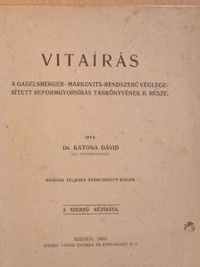 Dr. Katona Dávid - Vitaírás [antikvár]