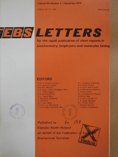 B. A. Notton - Febs Letters Volume 93, Number 1-2./Volume 94, Number 1-2. [antikvár]