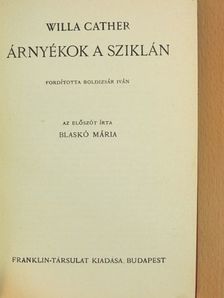 Willa Cather - Árnyékok a sziklán [antikvár]