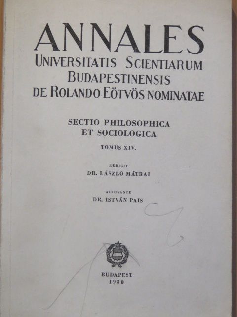 Dr. László Mátrai - Annales Universitatis Scientiarum Budapestinensis de Rolando Eötvös nominatae 14/1980. [antikvár]