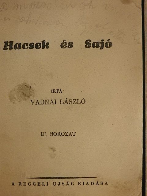 Vadnai László - Hacsek és Sajó [antikvár]