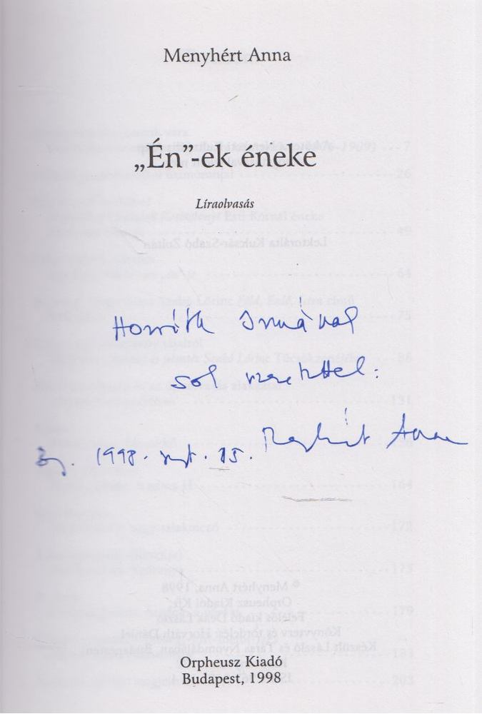 Menyhért Anna - "Én"-ek éneke (dedikált) [antikvár]