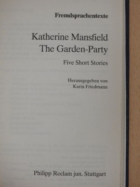 Katherine Mansfield - The Garden-Party [antikvár]