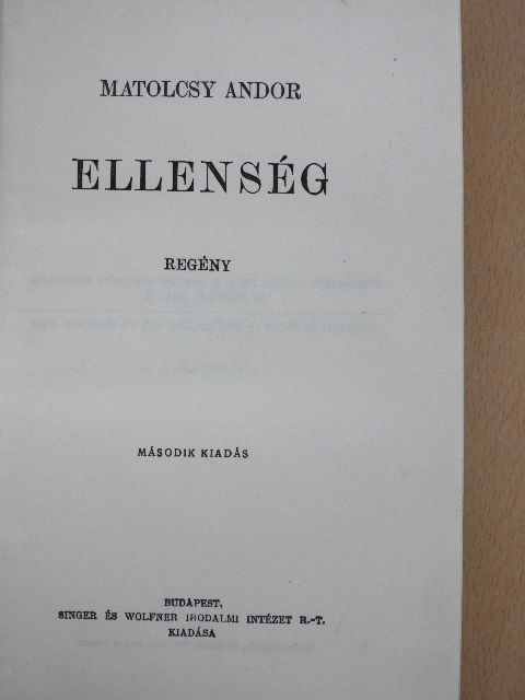 Matolcsy Andor - Ellenség [antikvár]