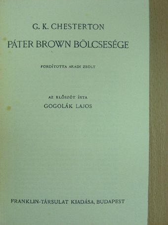Gilbert K. Chesterton - Páter Brown bölcsesége [antikvár]