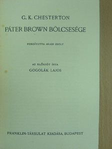 Gilbert K. Chesterton - Páter Brown bölcsesége [antikvár]