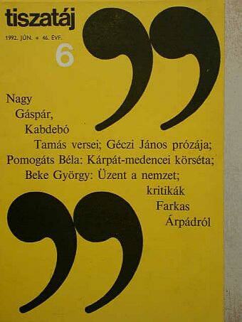 Beke György - Tiszatáj 1992. június [antikvár]