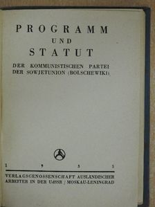 Programm und Statut der Kommunistischen Partei der Sowjetunion (Bolschewiki) [antikvár]