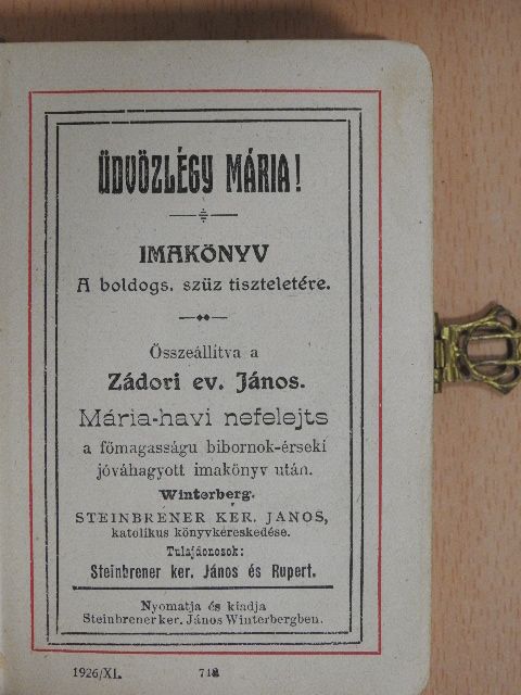 Zádori ev. János - Üdvözlégy Mária! [antikvár]