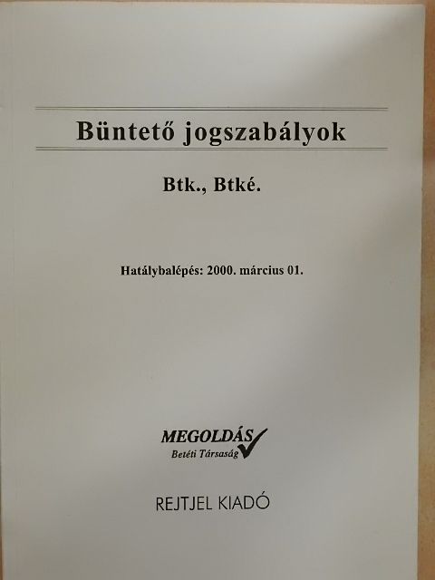 Büntető jogszabályok [antikvár]