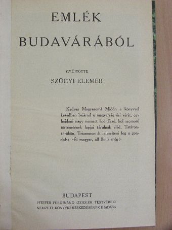 Emlék Budavárából [antikvár]