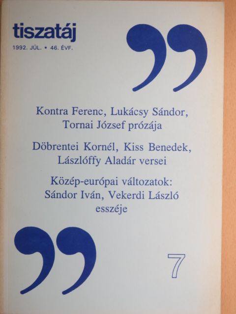 Beke György - Tiszatáj 1992. július [antikvár]