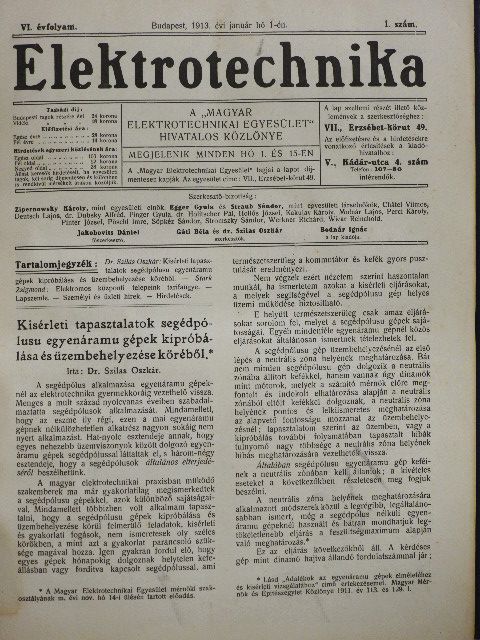 Dr. Halmos Imre - Elektrotechnika 1913. (nem teljes évfolyam) [antikvár]