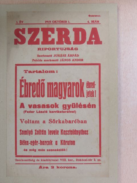 Juhász Árpád - Szerda 1919. október 1. [antikvár]