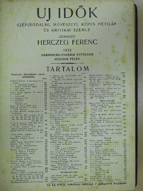 Aszlányi Károly - Uj Idők 1933. (nem teljes évfolyam) [antikvár]