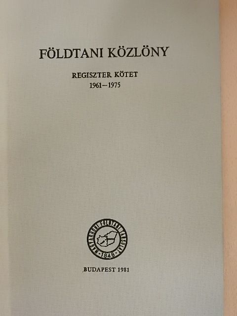 Földtani közlöny regiszter kötet 1961-1975 [antikvár]