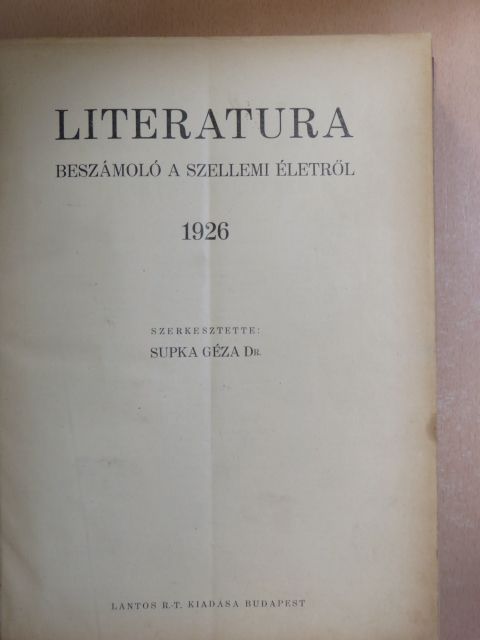 Literatura 1926. január-december/1927. január-december/Könyvajánló 1925. december-1927. november [antikvár]