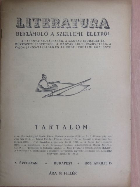 Dr. Tábori Pál - Literatura 1935. április 15. [antikvár]