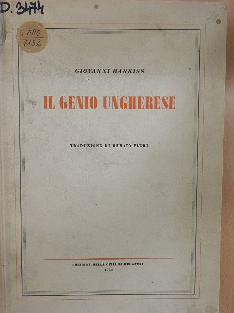 Giovanni Hankiss - Il Genio Ungherese [antikvár]
