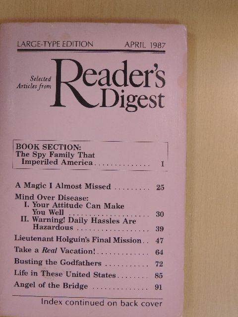 John Barron - Selected Articles from Reader's Digest April 1987 [antikvár]