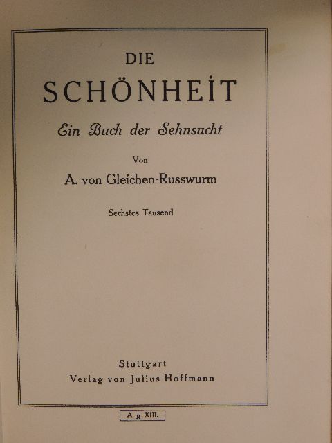 A. von Gleichen-Russwurm - Die Schönheit [antikvár]