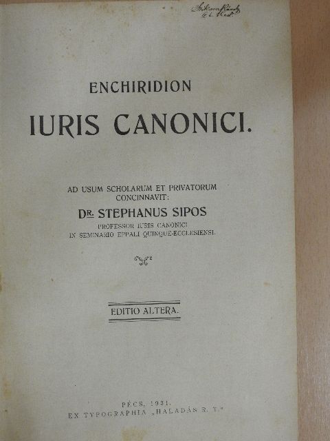 Dr. Sipos István - Enchiridion iuris canonici [antikvár]