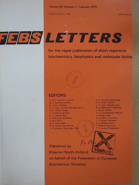 A. Levitzki - Febs Letters Volume 85, Number 1-2./Volume 86, Number 1-2. [antikvár]