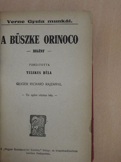 Verne Gyula - A büszke Orinoco [antikvár]
