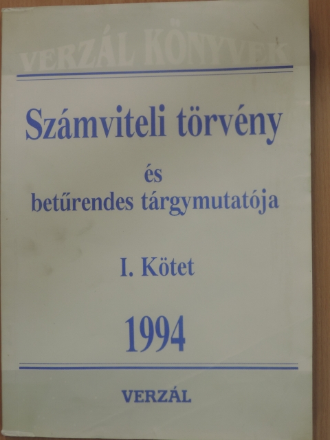 Erős József - Számviteli törvény és betűrendes tárgymutatója I. [antikvár]