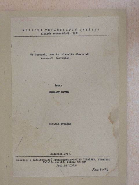 Ut-átmeneti ivek és tulemelés átmenetek korszerü tervezése [antikvár]