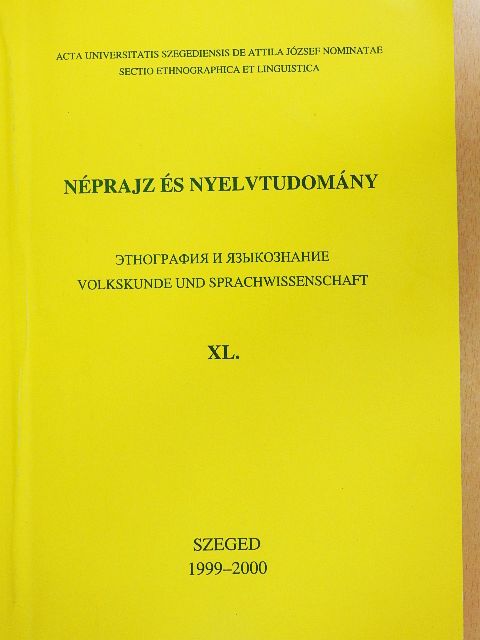 Büky László - Néprajz és nyelvtudomány XL. [antikvár]