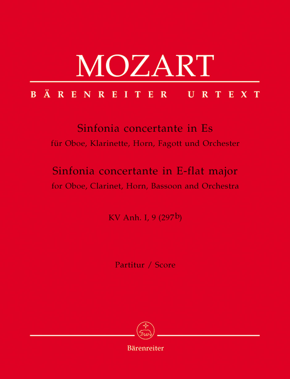 MOZART, W.A - SINFONIA CONCERTANTE IN ES FÜR OBOE, KLARINETTE, HORN UND ORCHESTER KV ANH.I,9 (297 b) URTEXT PARTIT