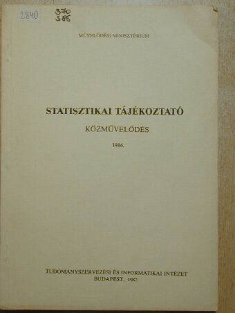 Statisztikai tájékoztató 1986. [antikvár]