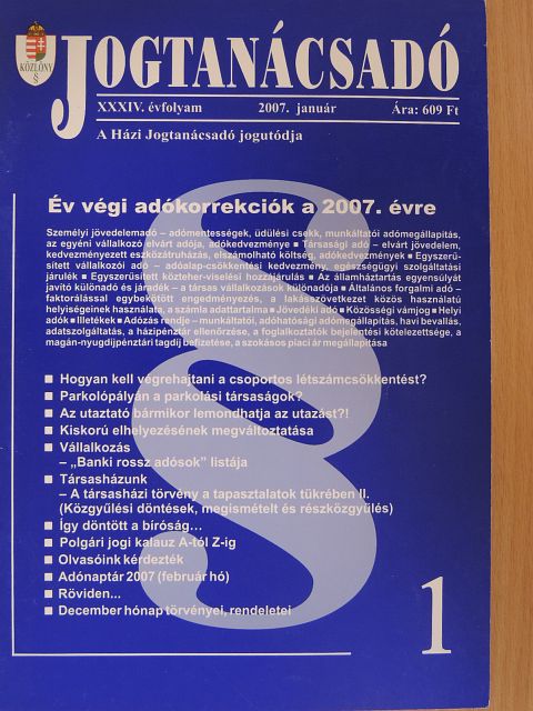 Dr. Drábik László - Jogtanácsadó 2007. január [antikvár]