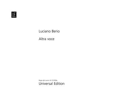 BERIO - ALTRA VOCE PER FALUTO CONTRALTO, MEZZOSOPRANO E LIVE ELCTRONICS