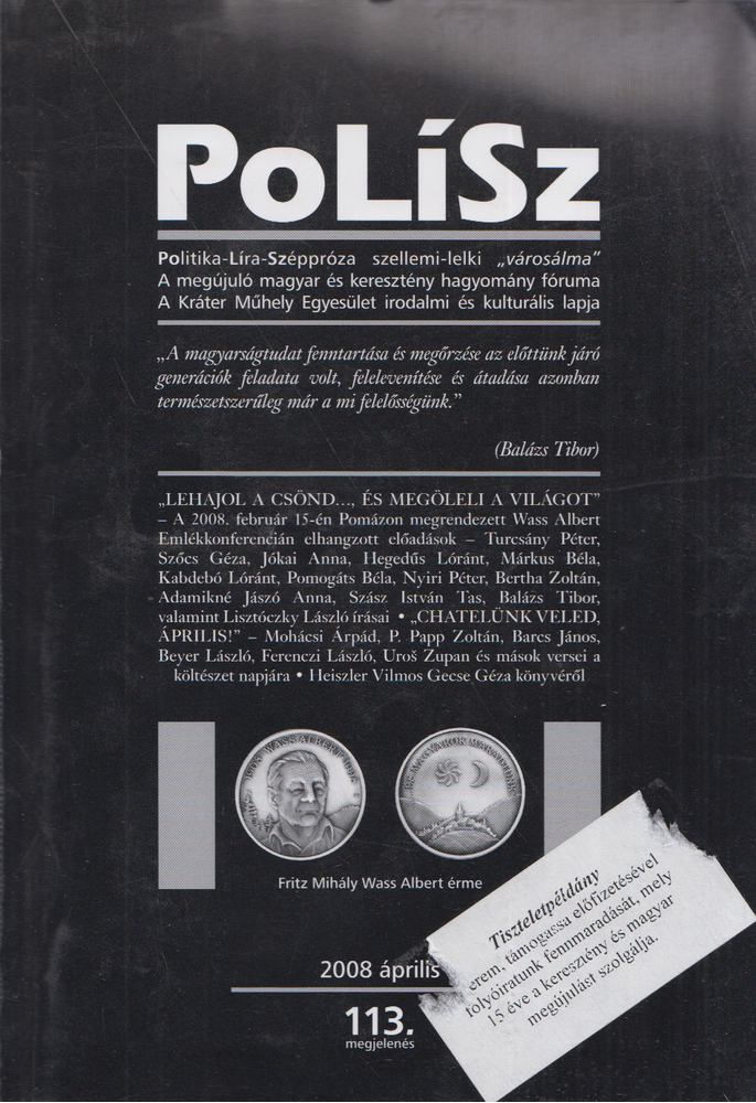 TURCSÁNY PÉTER - PoLíSz 2008. április [antikvár]