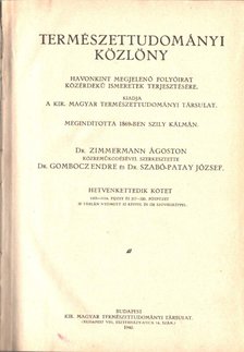 Gombocz Endre, Szabó-Patay József - Természettudományi közlöny 1940 (72. kötet) (teljes) [antikvár]