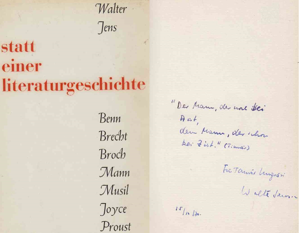 Walter Jens - Statt einer Literaturgeschichte (dedikált) [antikvár]