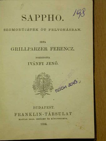 Grillparzer Ferencz - Sappho [antikvár]