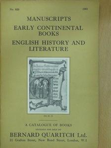 Manuscripts, Early Continental Books, English History And Literature [antikvár]